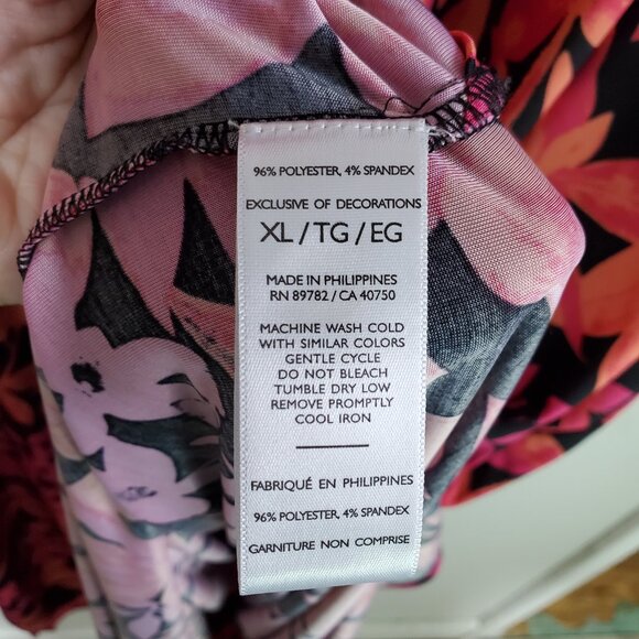 N NATORI Printed Silky Jersey Caftan Cover-Up Tropical Raspberry Multi Womens XL - Picture 7 of 9